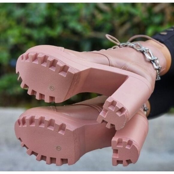 Women's Lace-Up Boots in Pink - Picture 5 of 6